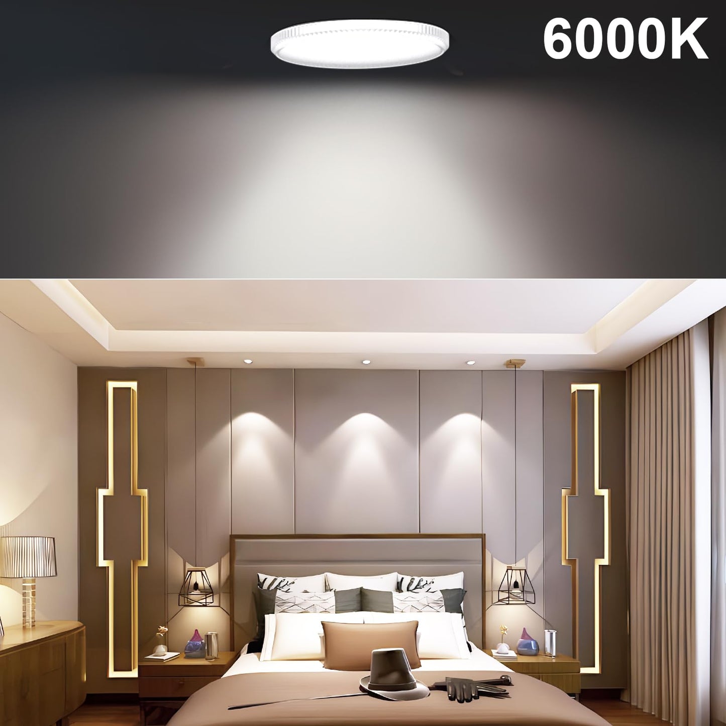 AUIOMUTO GX53 LED Light Bulb,7W Daylight 6000K Replacement Traditional Halogen GX53 Spotlight for Cabinet, Exhibition, Showcase, Shop Showroom