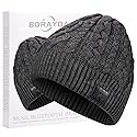 BORAYDA Bluetooth Beanie, Bluetooth 5.2 HD Stereo,30 Hours Play time,Built-in Microphone, Men's/Women's Christmas Electronic Gift (Charcoal)