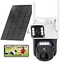Hawkray Dual Lens Solar Security Camera Outdoor, 5G/2.4G Wireless Camera, 2K Resolution with 355° Pan/Tilt, Full Color Night Vision, Two-Way Audio