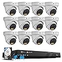 4COVR 16 Channel PoE Security Camera System, 2-Way Talk & Dual Lights Smart Full Color Night Vision, Human/Vehicle Detection, 4K NVR 4TB HDD, 12X 5MP
