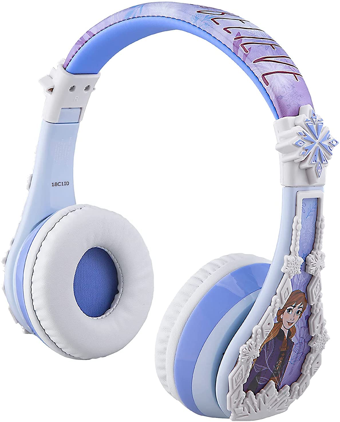 ekids Disney Frozen Kids Bluetooth Headphones, Wireless with Microphone, Includes Aux Cord, Volume Reduced, Foldable for School, Home, or Travel