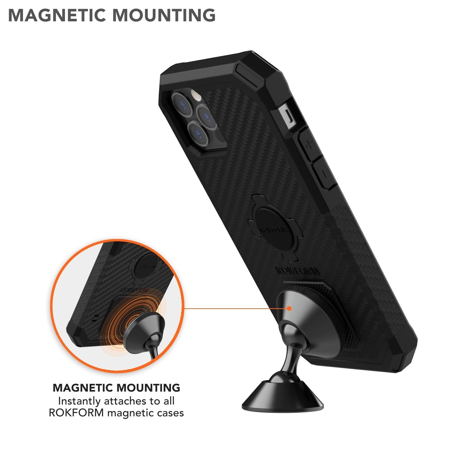 Rokform - Adjustable Magnetic Car Mount, 360 Degree Swivel with 3M VHB Tape, Cell Phone Holder, Aluminum Dashboard Phone Mount Stand for Truck Car