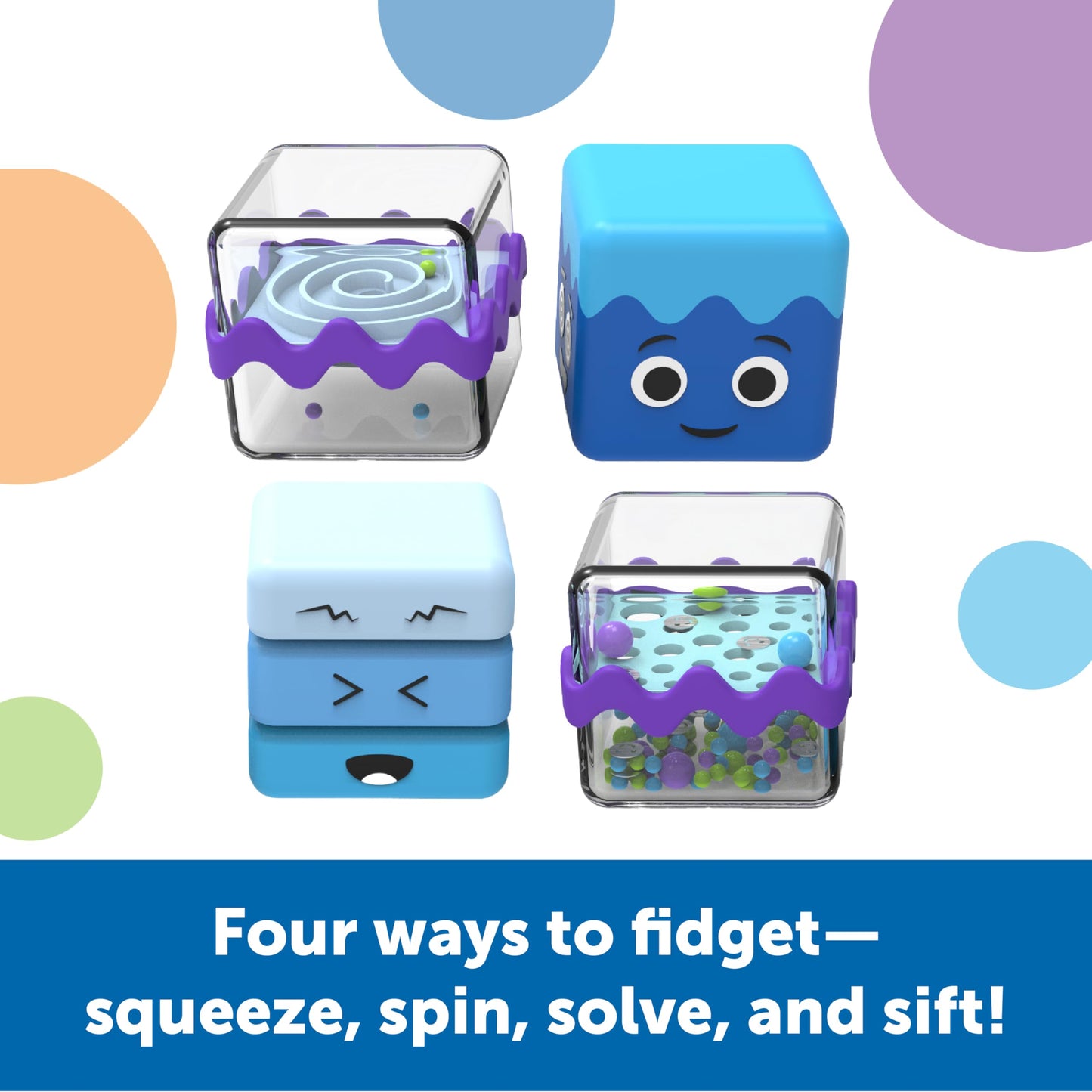 Learning Resources Cool Down Cubes Sensory Fidget Set, Fidgets for Kids, Sensory Toys for Toddlers, Fidgets for Classrooms, Ages 3+,5 Pieces