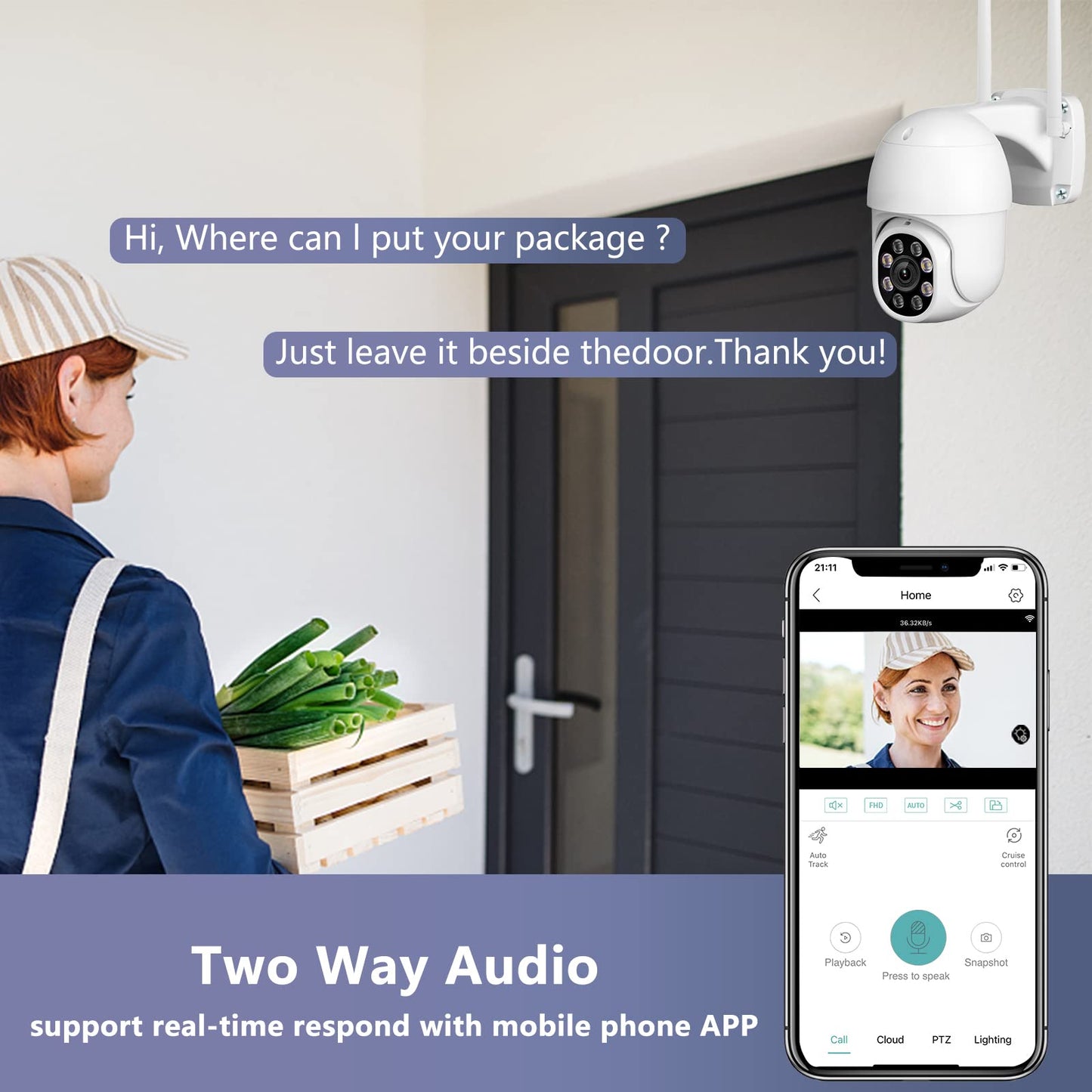 Neweyesee 2K WiFi Camera for Home Security - Outdoor 3MP Home Security Camera with Pan Tilt 360°View Color Night Vision Motion Detection 2 Way Audio