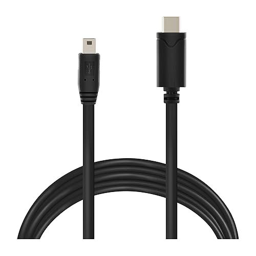 Vebner 20-Foot Mini USB 5-Pin to USB Type C Cable - Extra Long Tethering Cable - Compatible with Canon, GoPro, Yeti Microphones, Dash Cams, Tomtom GPS