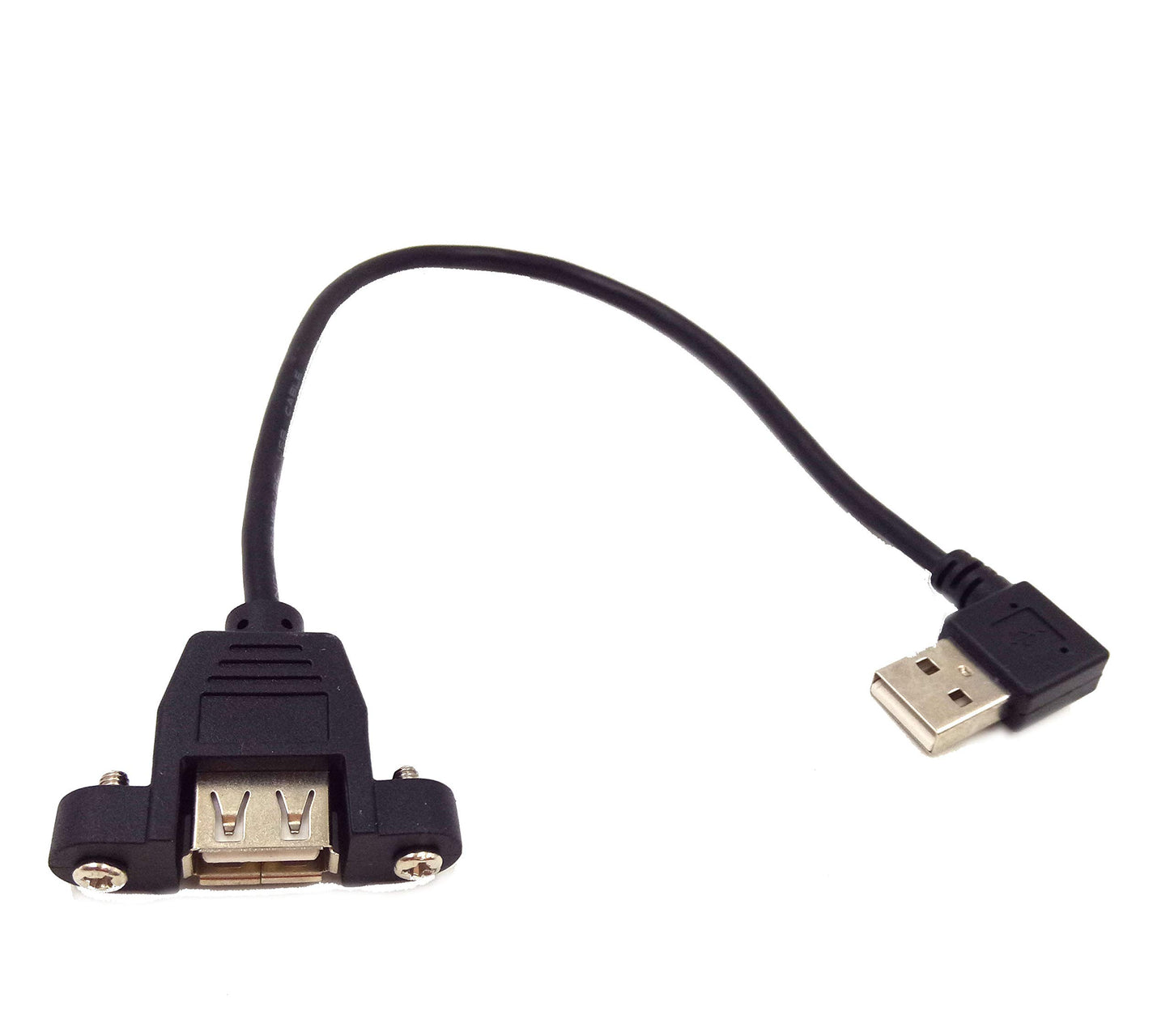 Wpeng USB Extension Cable, Qaoquda 1ft 90 Degree Right Angle USB 2.0 Type A Male to Type A Female Panel-Mount with Screws Cable(USB M/F)
