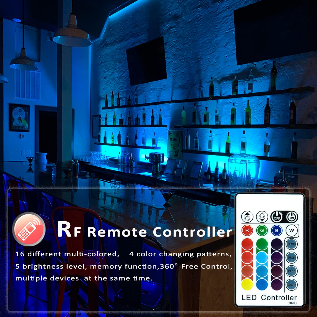Wall Washer LED Lights,108W RGBW Color Changing LED Strip Lights with RF Remote,120V, 3.2ft/40 "Linear RGB LED Lights Bar for Outdoor/Indoor Lighting
