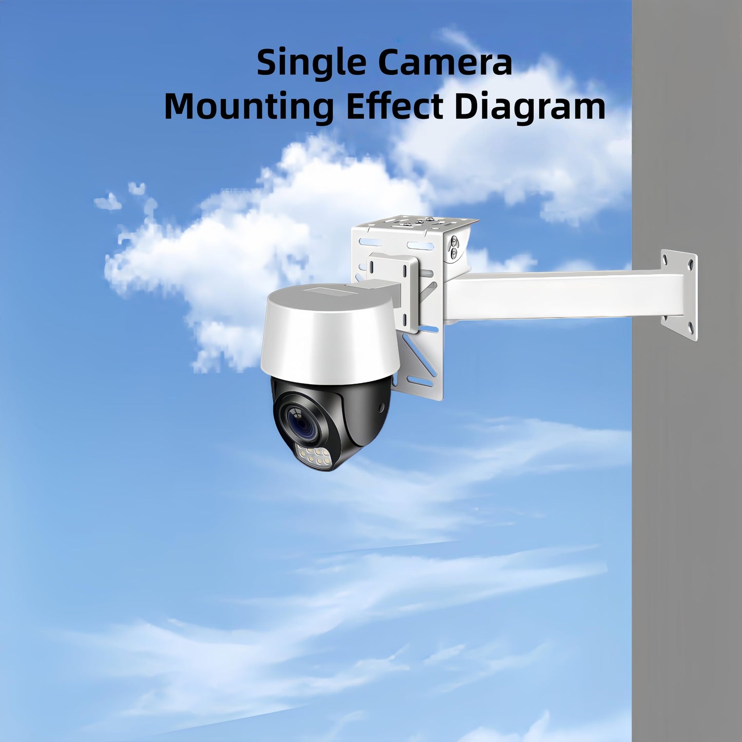 FINXRoll 30cm/11.8” Security Camera Mount Bracket with L-Shaped Adapter Plate, Indoor Outdoor Heavy Duty CCTV Bracket for Dual Cameras/Solar Panel/LED
