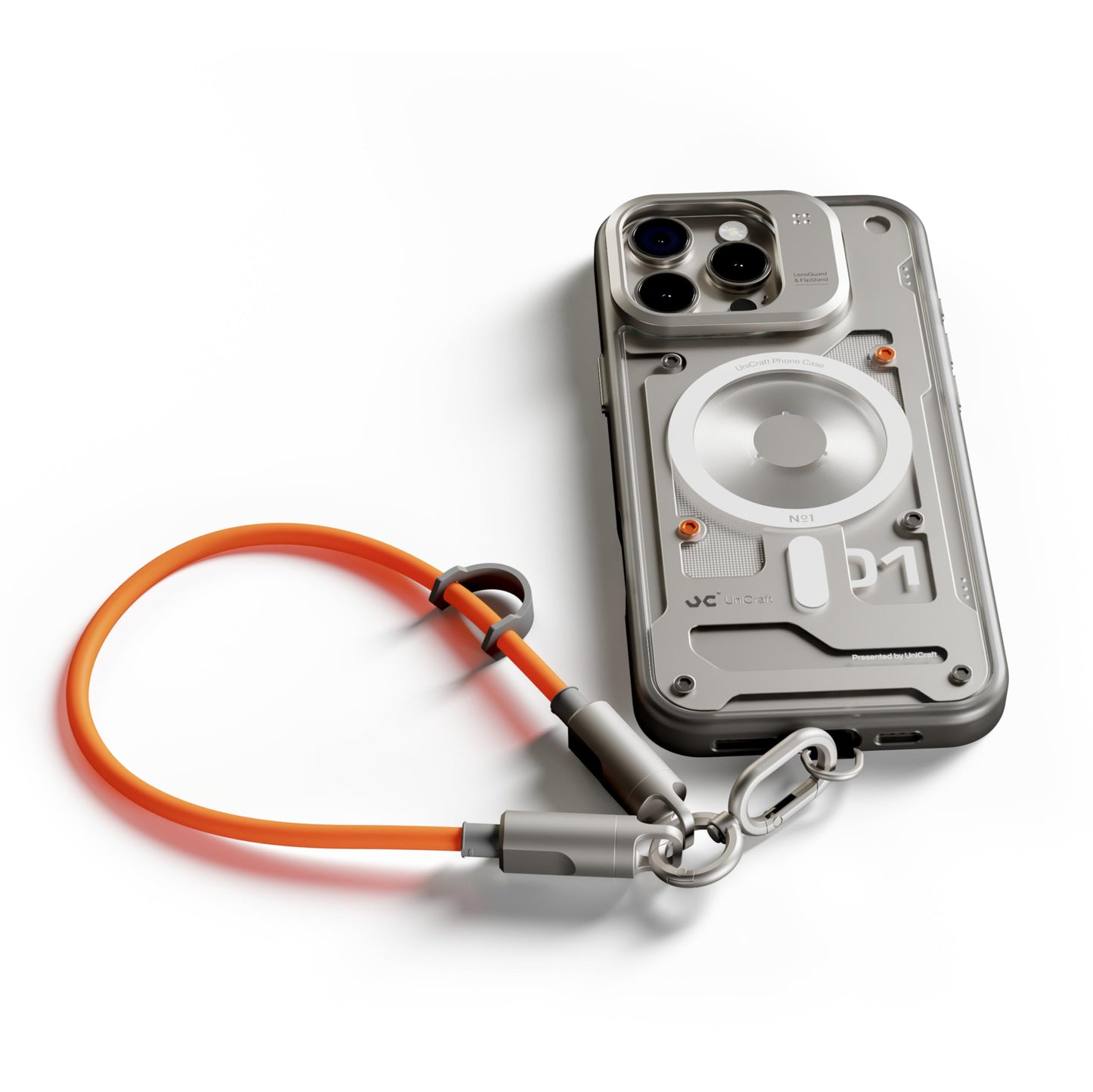 UniCraft USB-C Phone Lanyard | 240W Fast Charging Cable & Anti-Drop Strap | 480Mbps Data Transfer | Zinc Alloy Cap | Flame-Retardant Silicone |