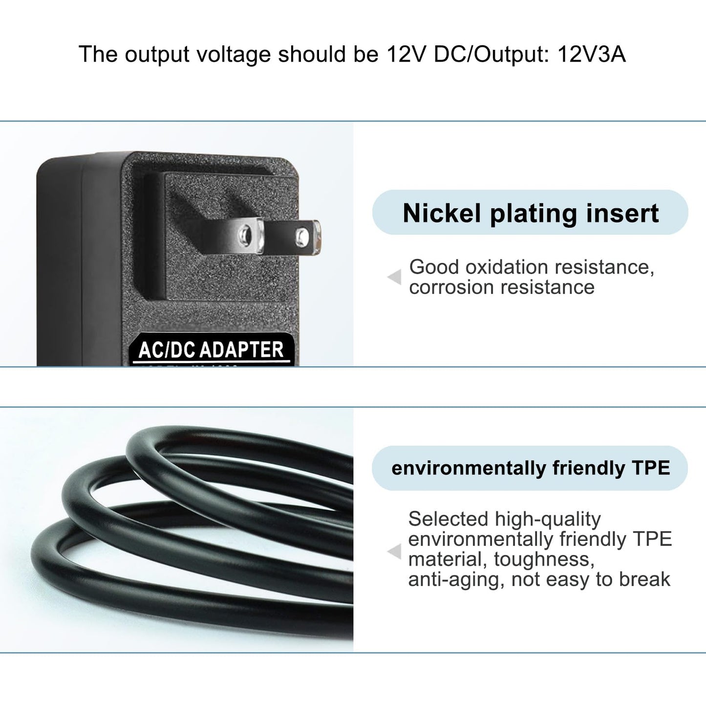 12V DC Adapter Power Cord fit for Theragun Liv, ONN 16” 20" 30" 37" ONN Sound Bar Speaker, ONB18SB001, Onn 22" 100002487 24" ONA18HO015 100002480…