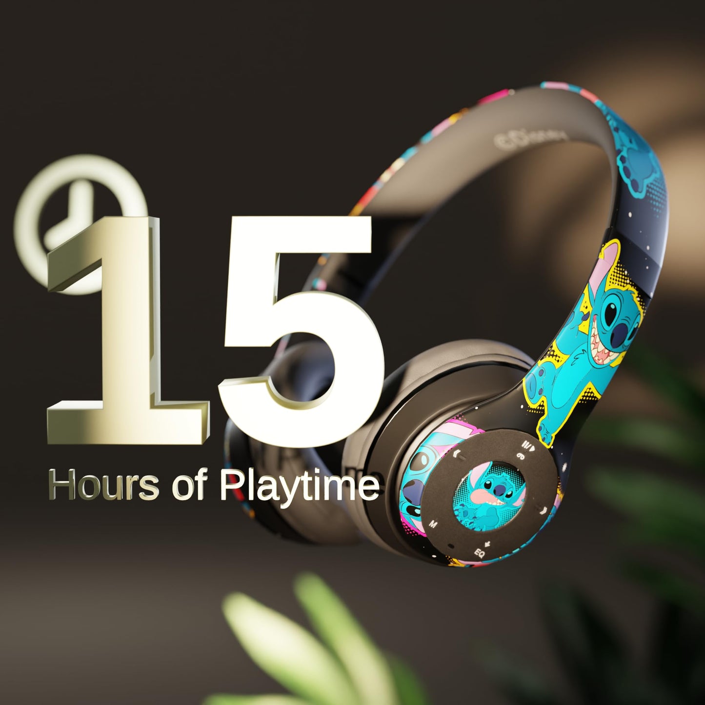 iJoy Disney Lilo & Stitch Bluetooth Over-Ear Headphones, Wireless Foldable Headset with Built-in Microphone for Adults and Kids, Comfortable…