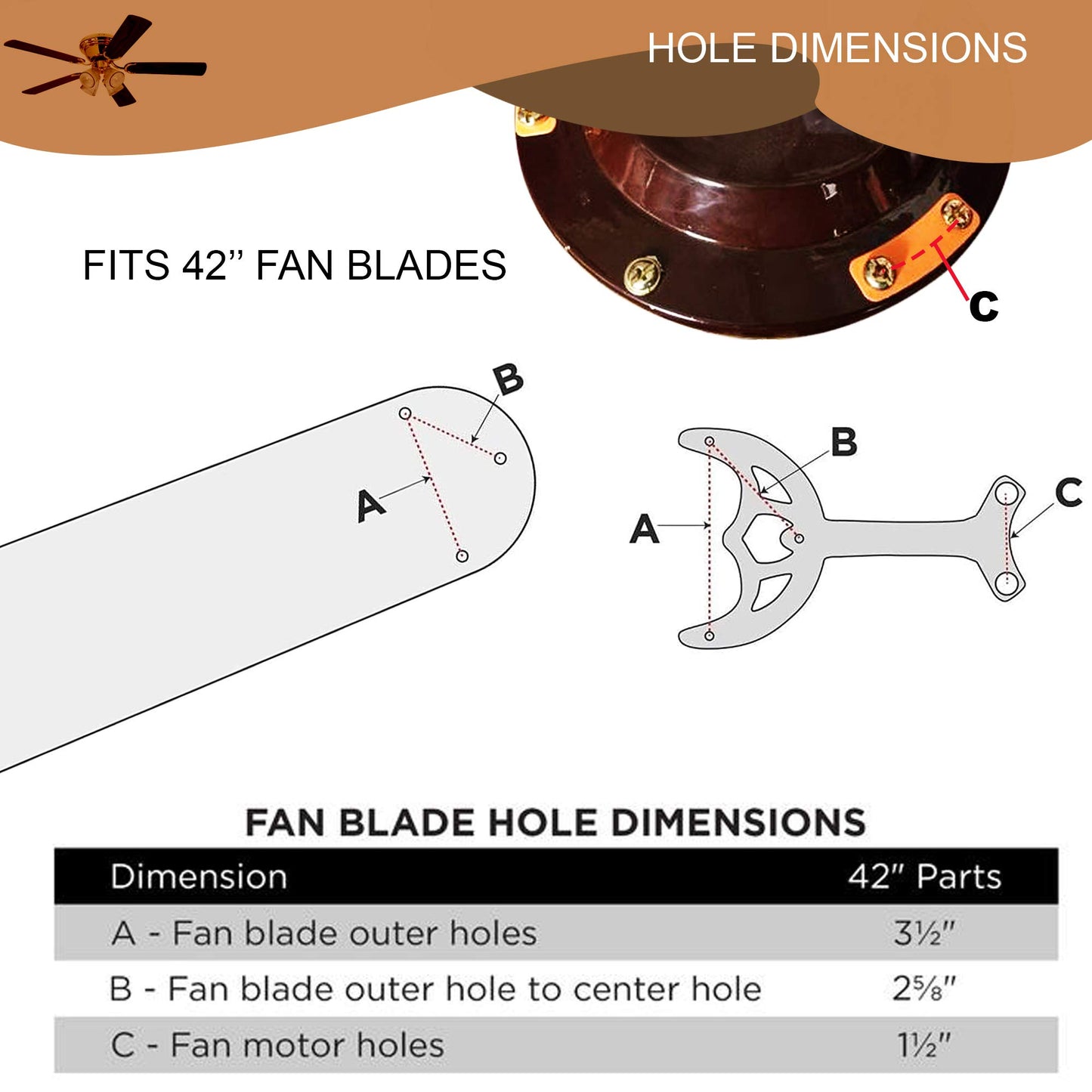 Ciata replacement ceiling fan blade arms - 42 inch, White