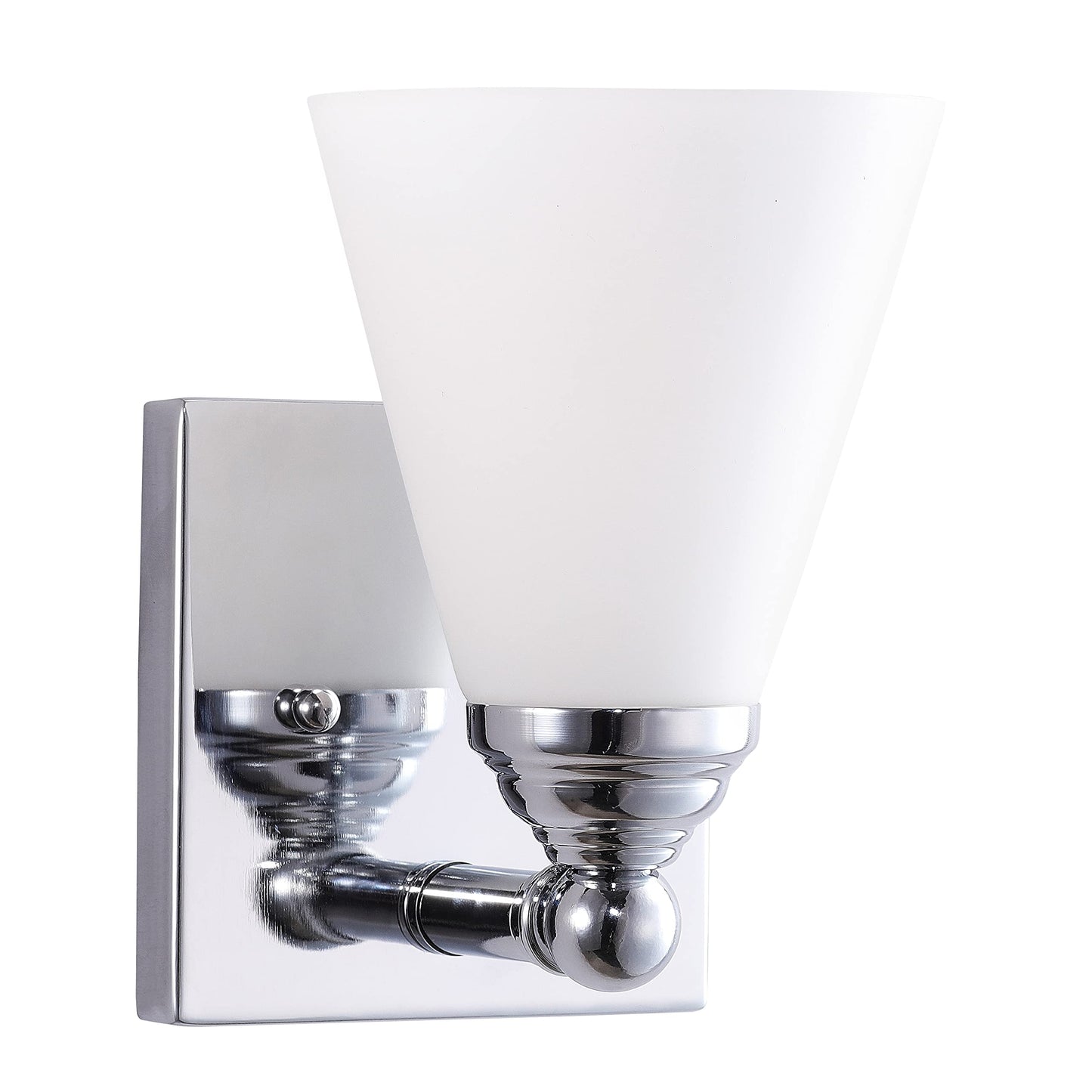 Sunlite Cone Shade Vanity Light Fixture, Wall Mount, Medium (E26) Socket, Standard A19 Bulb Required (60W Max), Bathrooms, Powder Rooms, Frosted Glass
