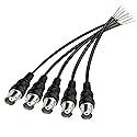 MEIRIYFA BNC Pigtail Cable Bare Wire, Female Coaxial Connector Extension Plug with Open End Wire for CCTV Camera Terminal Adapter (5pcs)