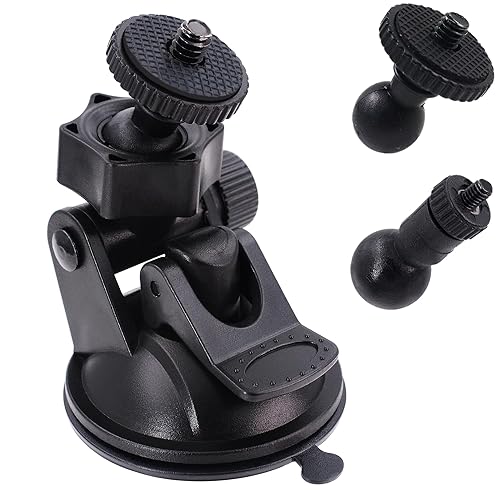 iSaddle CH01A 1/4" 1/8" Thread Camera Suction Mount Tripod Holder in Dash Cam Mount Holder - Screw Tripod Windshield Holder Fits