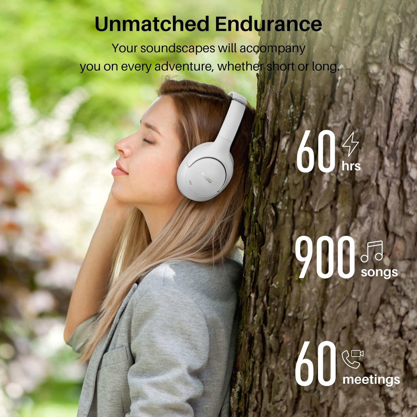 TOZO HT2 Hybrid Active Noise Cancelling Headphones, Wireless Over Ear Bluetooth Headset, 60H Playtime, Hi-Res Audio Custom EQ via App Deep Bass…