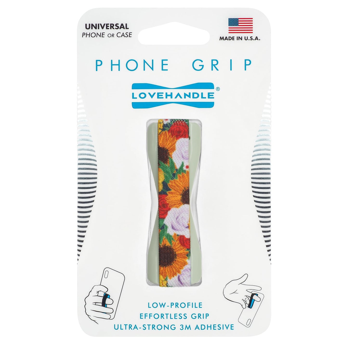 LOVEHANDLE Universal Phone Grip for Smartphones & Mini Tablets - Phone Holder for Hand - Wireless Charging Compatible - Made in The USA - Honeyed