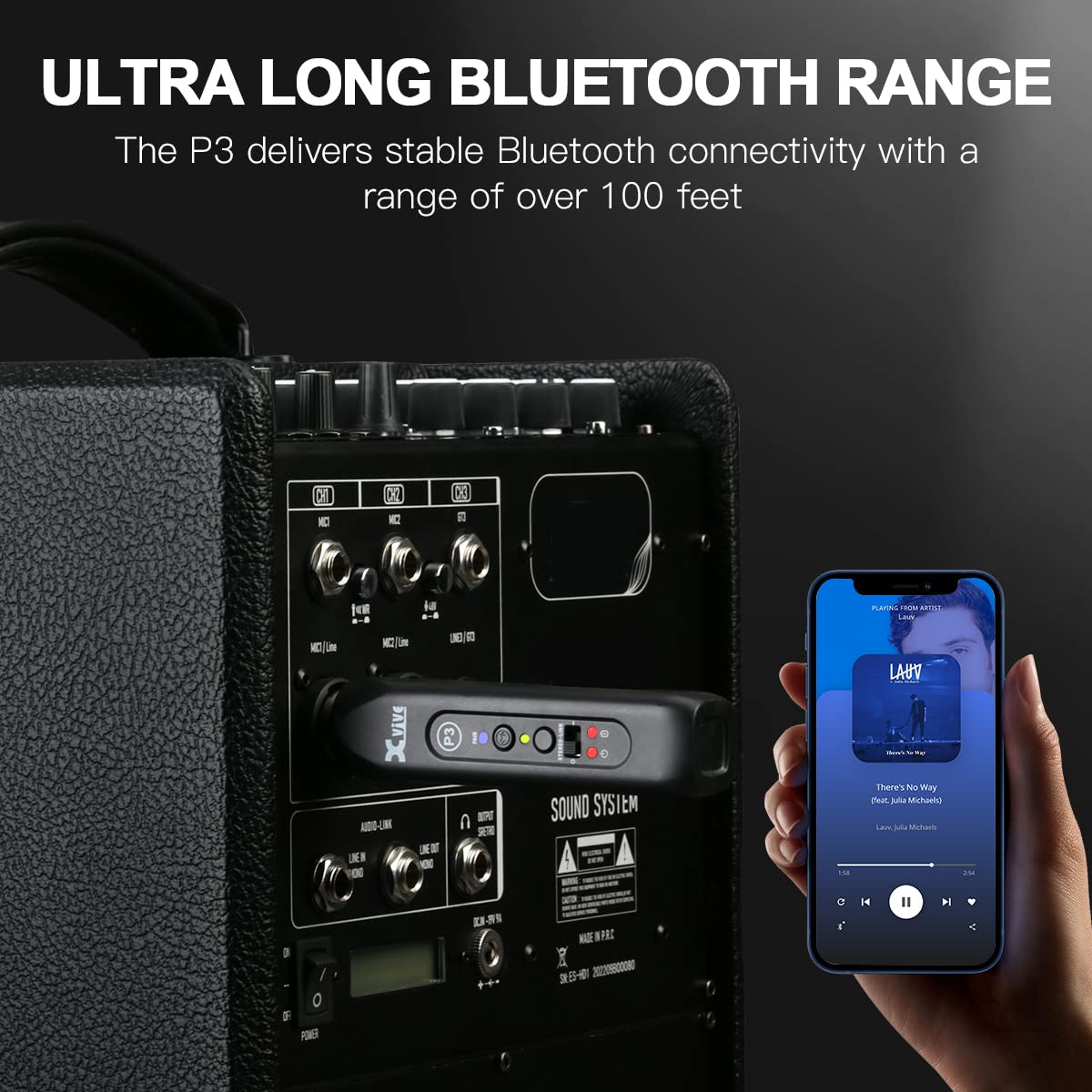 Xvive P3D Bluetooth XLR Receiver Pair for Audio Mixer, Active PA, DJ Systems