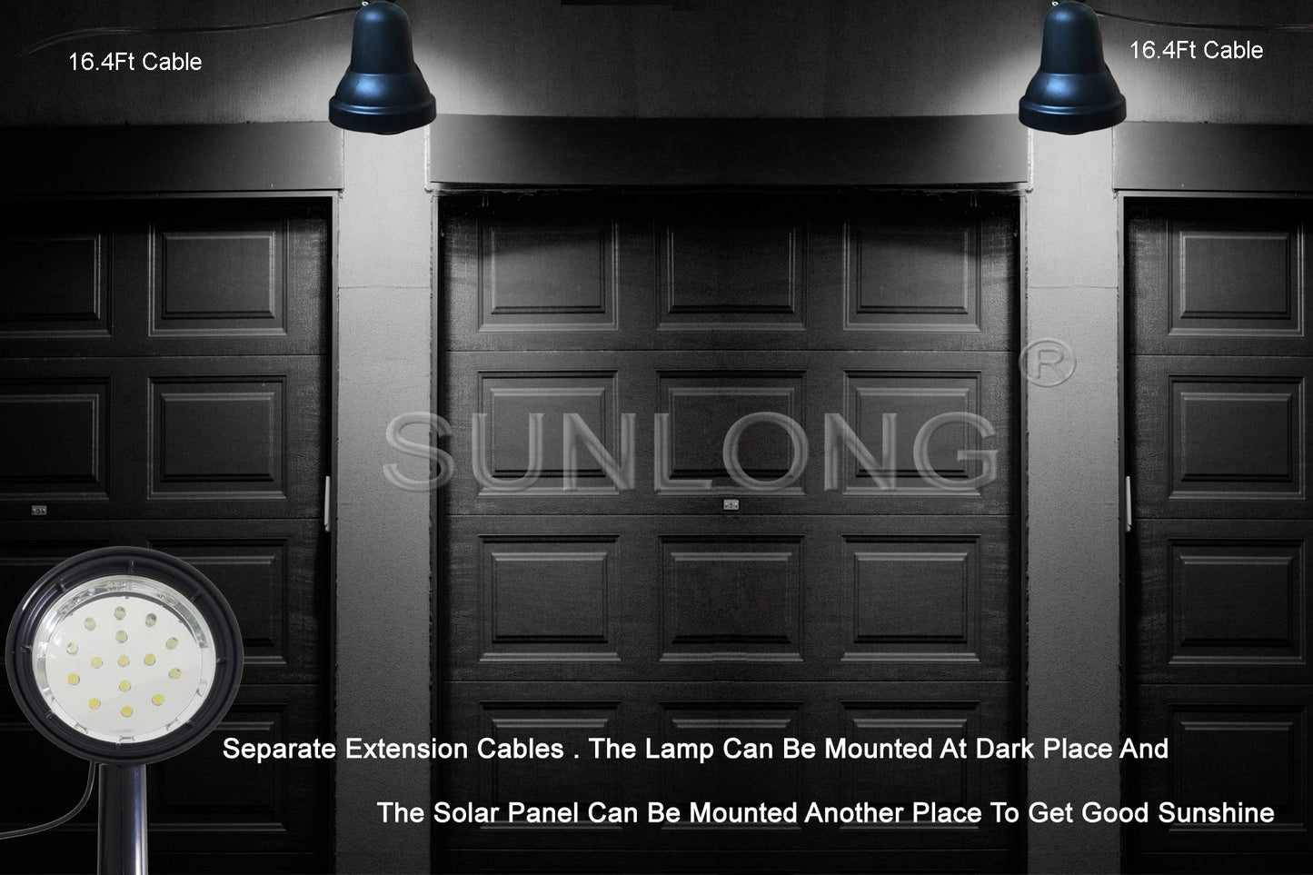 SUNLONG Solar Powered Spot Lights Outdoor Waterproof 2 in 1 Bright Solar SpotLights Power Adjustable for Flag Yard Flagpole Landscape Dusk to Dawn 2 x