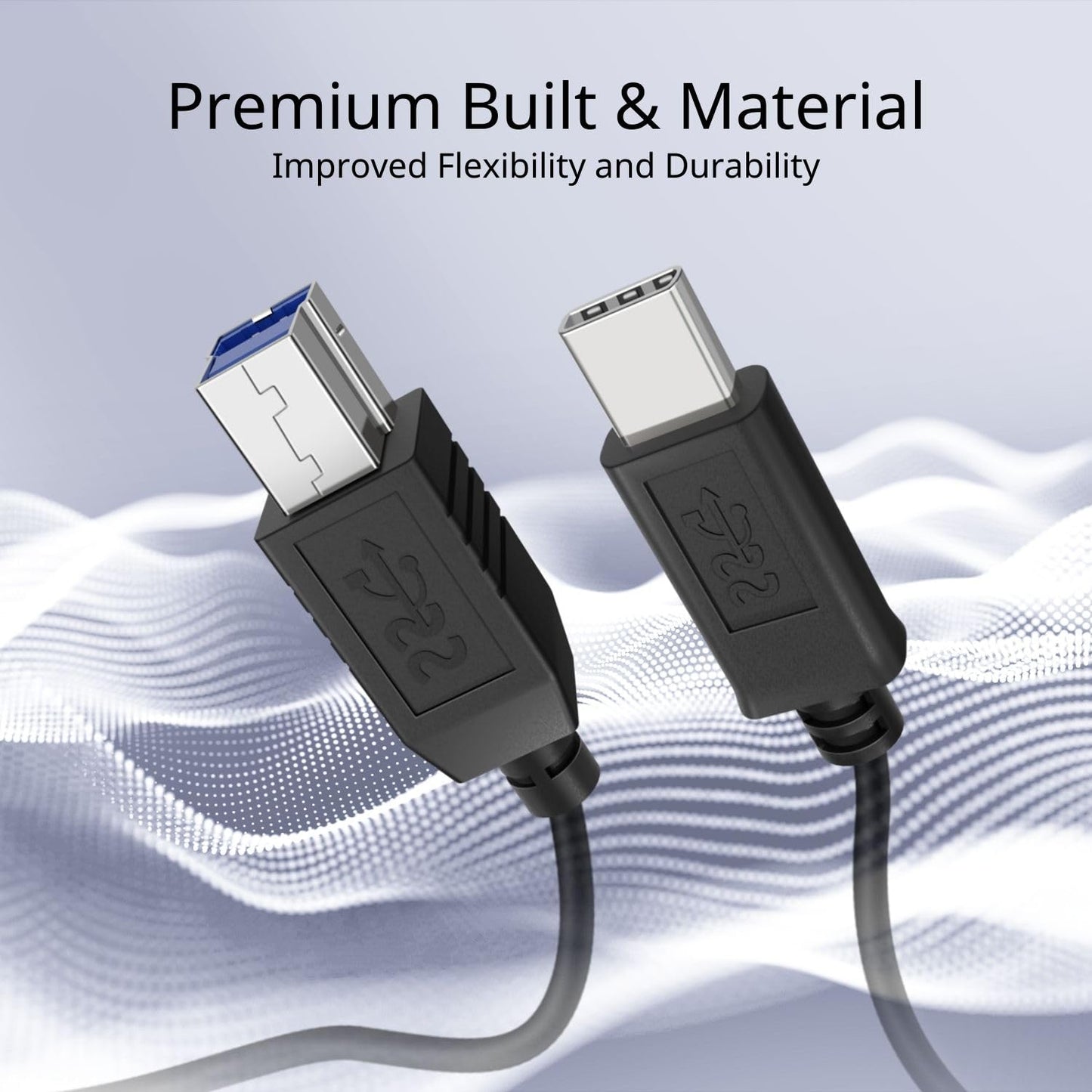 TNP USB Type C (USB-C) to Type B (USB-B) Cable (6FT) Black -Upstream SuperSpeed Standard USB 3.1 Male Port with Reversible Type C Connector Design