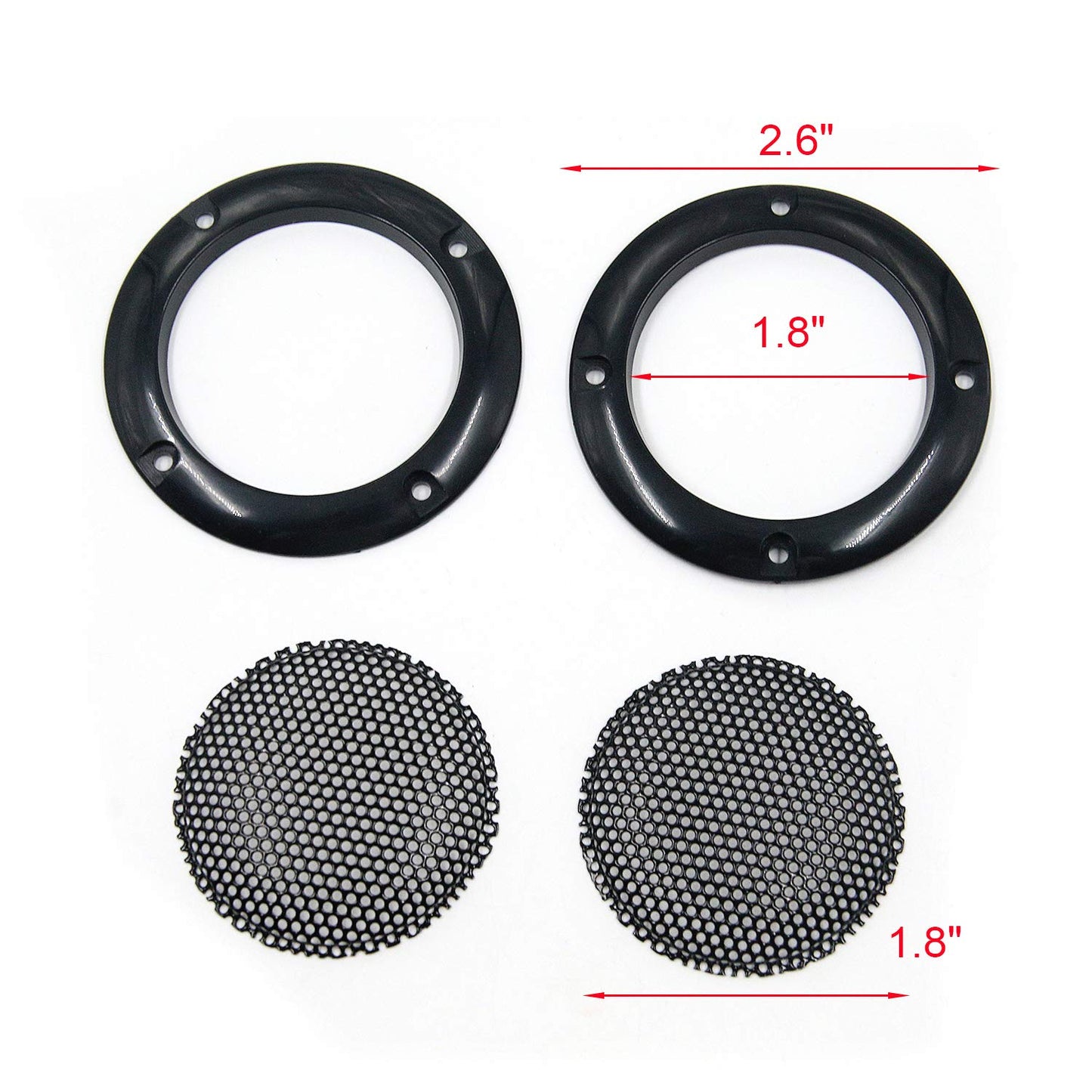 Mcredy 2 Inch Speaker Cover with Metal Mesh, Black ABS Plastic 4 Pcs