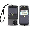 Cell Phone Wallet for Back of Phone with Wrist Strap, Stick On Wallet Credit Card ID Holder with RFID Protection Compatible with iPhone, Galaxy & Most