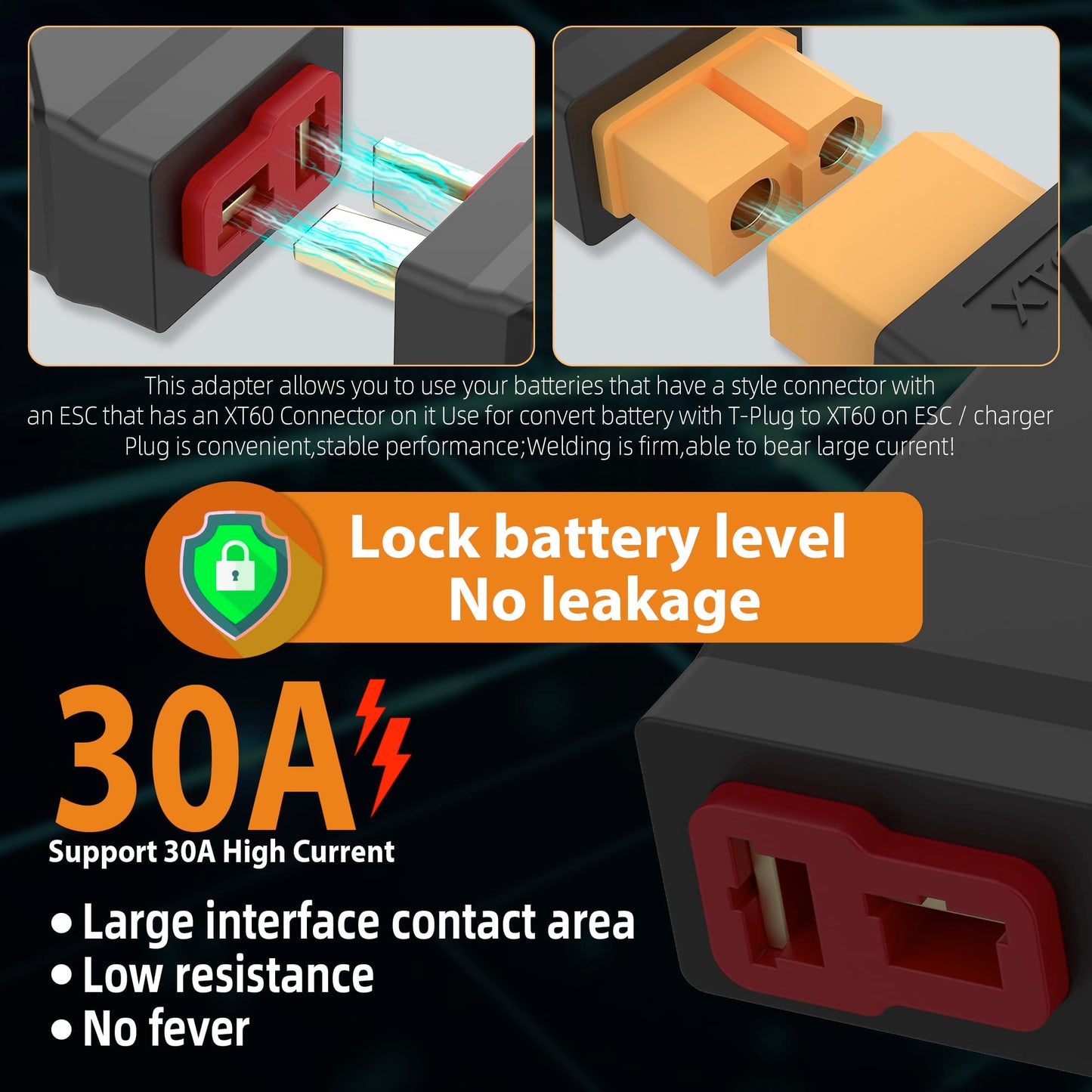 New Upgraded XT60 Male to T-Plug Female Connector Adapter No Wires RC LiPo Battery Connectors for RC Car Boat Drone RC Car Plane Lipo Battery ESC