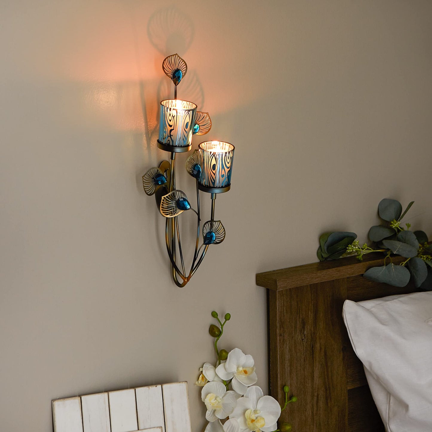 Exotic Peacock Plume Wall Sconce