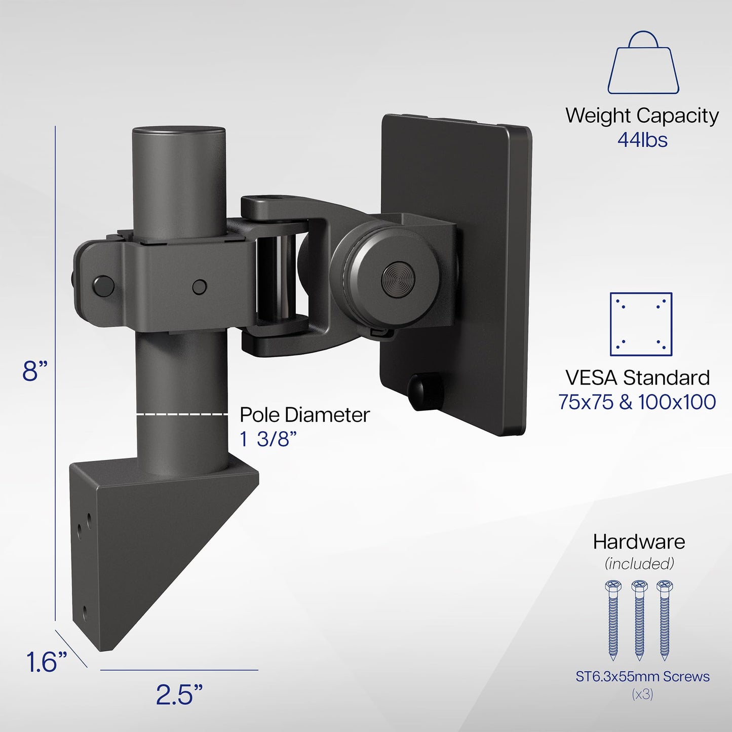 VIVO Single Ultrawide Monitor Wall Mount for Up to 49 inch Screens, Articulating and Height Adjustable, Holds Ultra Wides Up to 44 lbs, Black