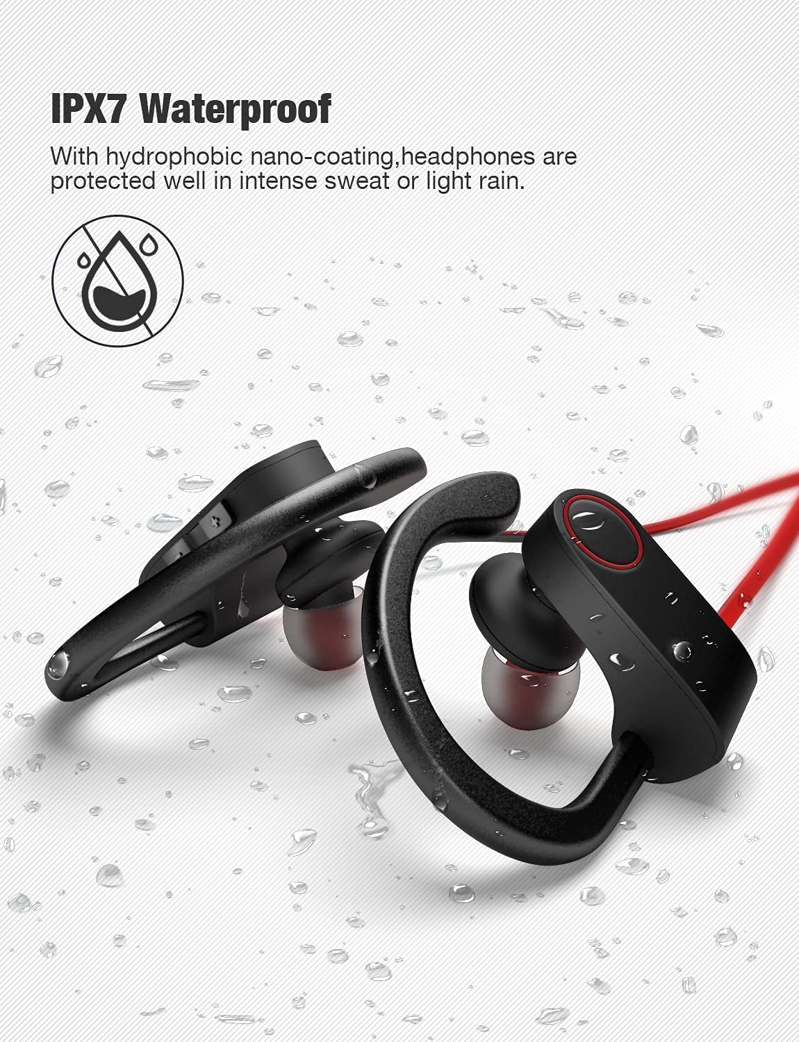 OTIUM LFS Bluetooth Headphones, Wireless Earbuds IPX7 Waterproof Sports Earphones with Mic HD Stereo Sweatproof in-Ear Earbuds Gym Running Workout 15