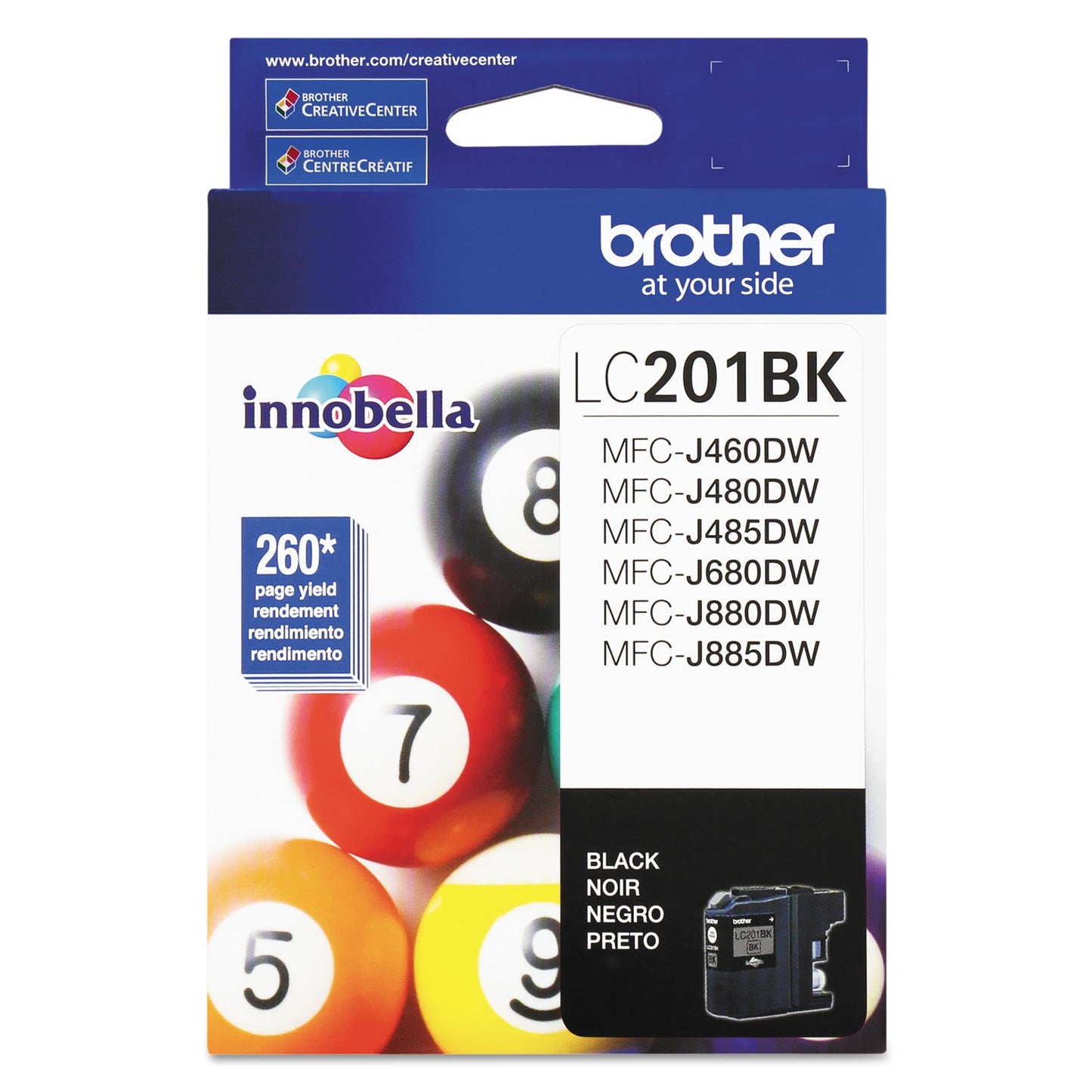 Brother Genuine Standard Yield Black Ink Cartridge, LC201BK, Replacement Black Ink, Page Yield up to 260 Pages, Amazon Dash Replenishment Cartridge