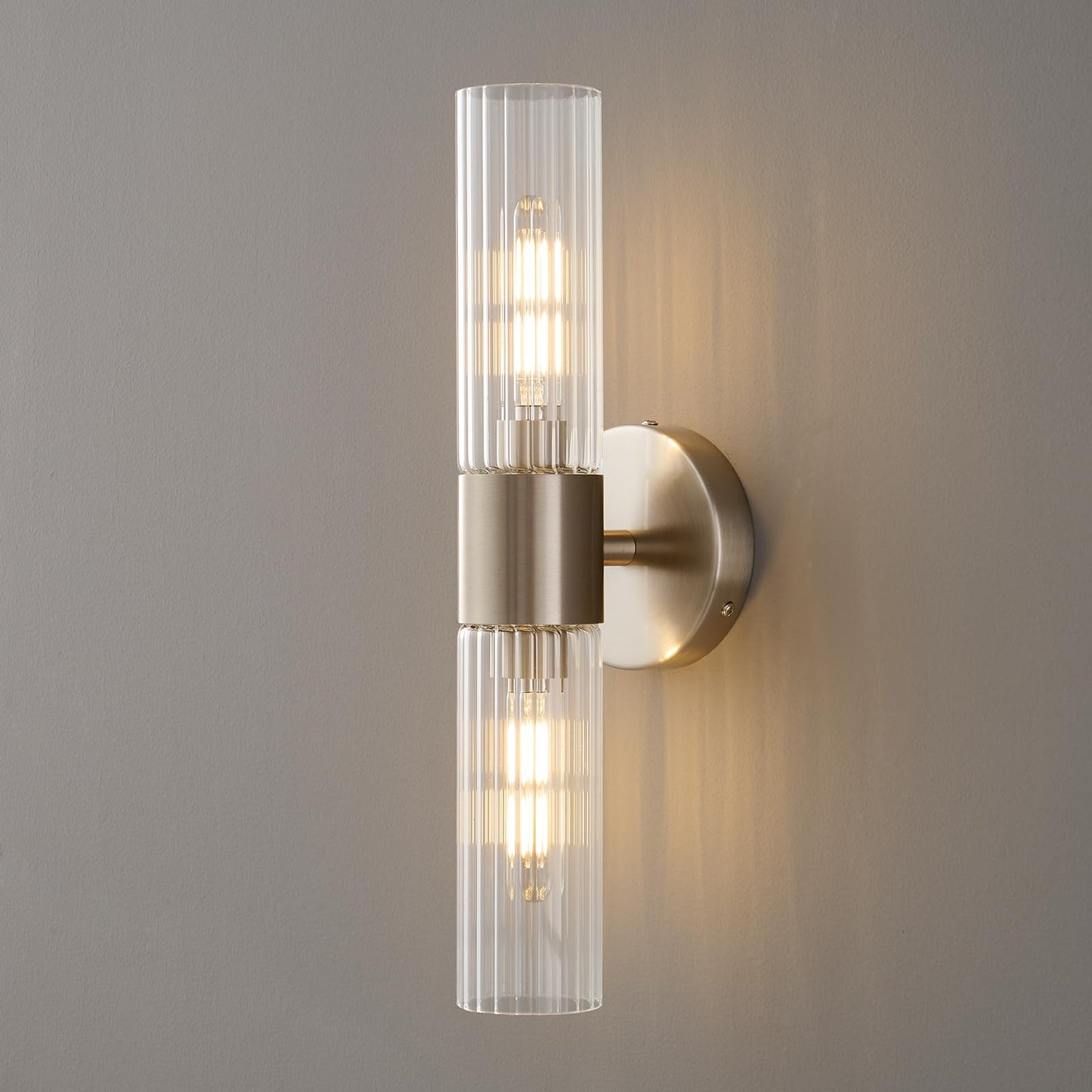 Timeweave Wall Sconces Set of Two, Bathroom Light Fixtures 2-Light, Modern Vanity Light for Bathroom, Wall Light with Glass Rods Shades for Mirror