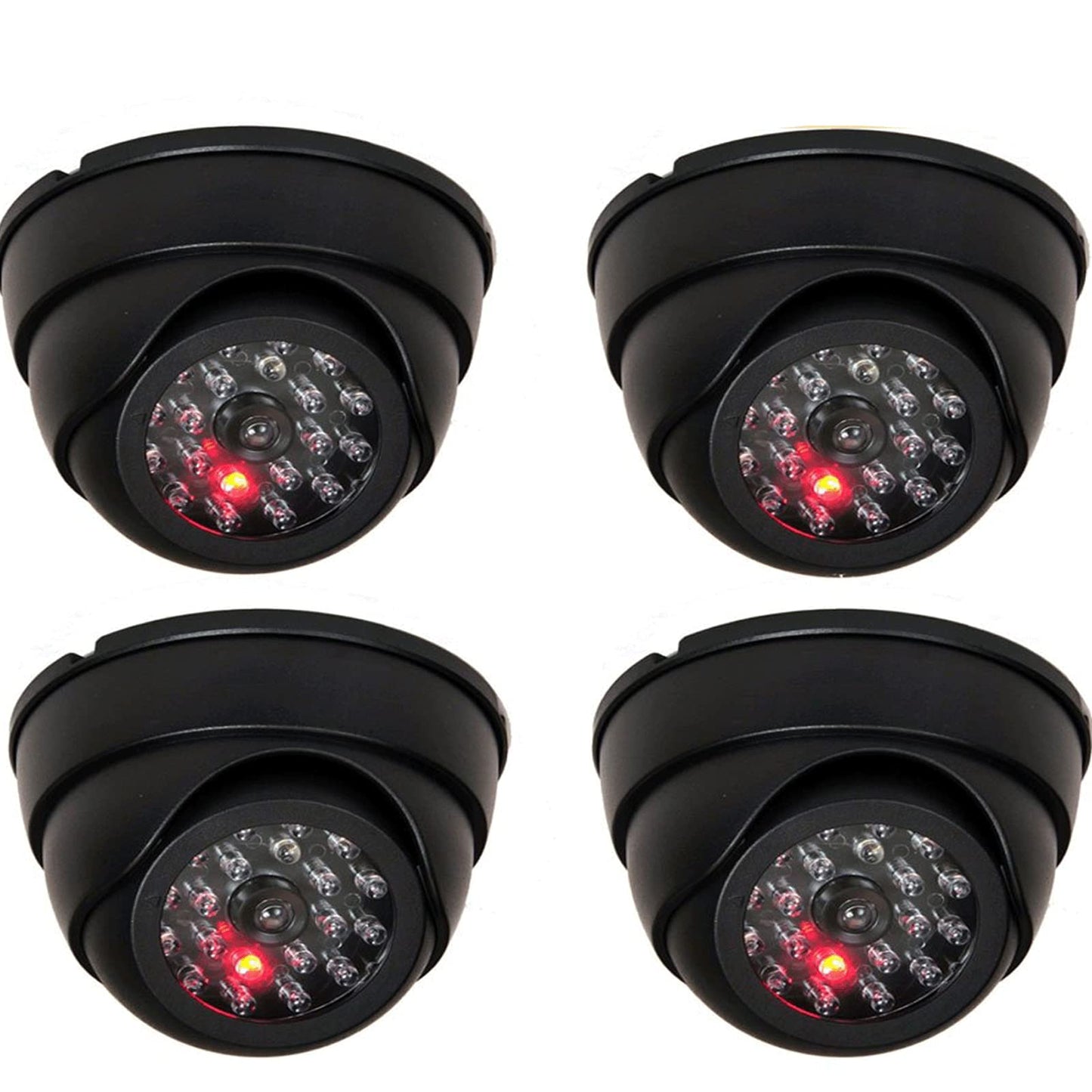 VideoSecu 4 Pack Dome Dummy Fake Infrared IR CCTV Surveillance Security Cameras Imitation Simulated Blinking LED with Security Warning Stickers C4B