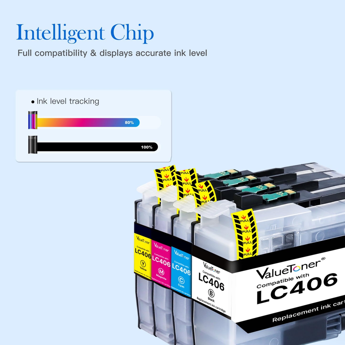 Valuetoner LC406XL LC406 XL Ink Cartridge for Brother Printer LC406 Ink Cartridges LC 406 XL High Yield use with MFC-J4535DW MFC-J4335DW MFC-J5855DW
