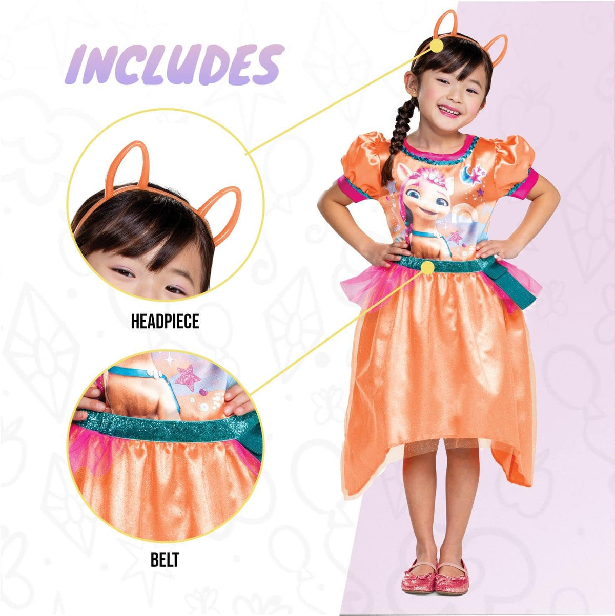Disguise Sunny Starscout Costume for Girls, Official My Little Pony Tutu Dress Character Outfit, Classic Kids Size Medium (7-8)