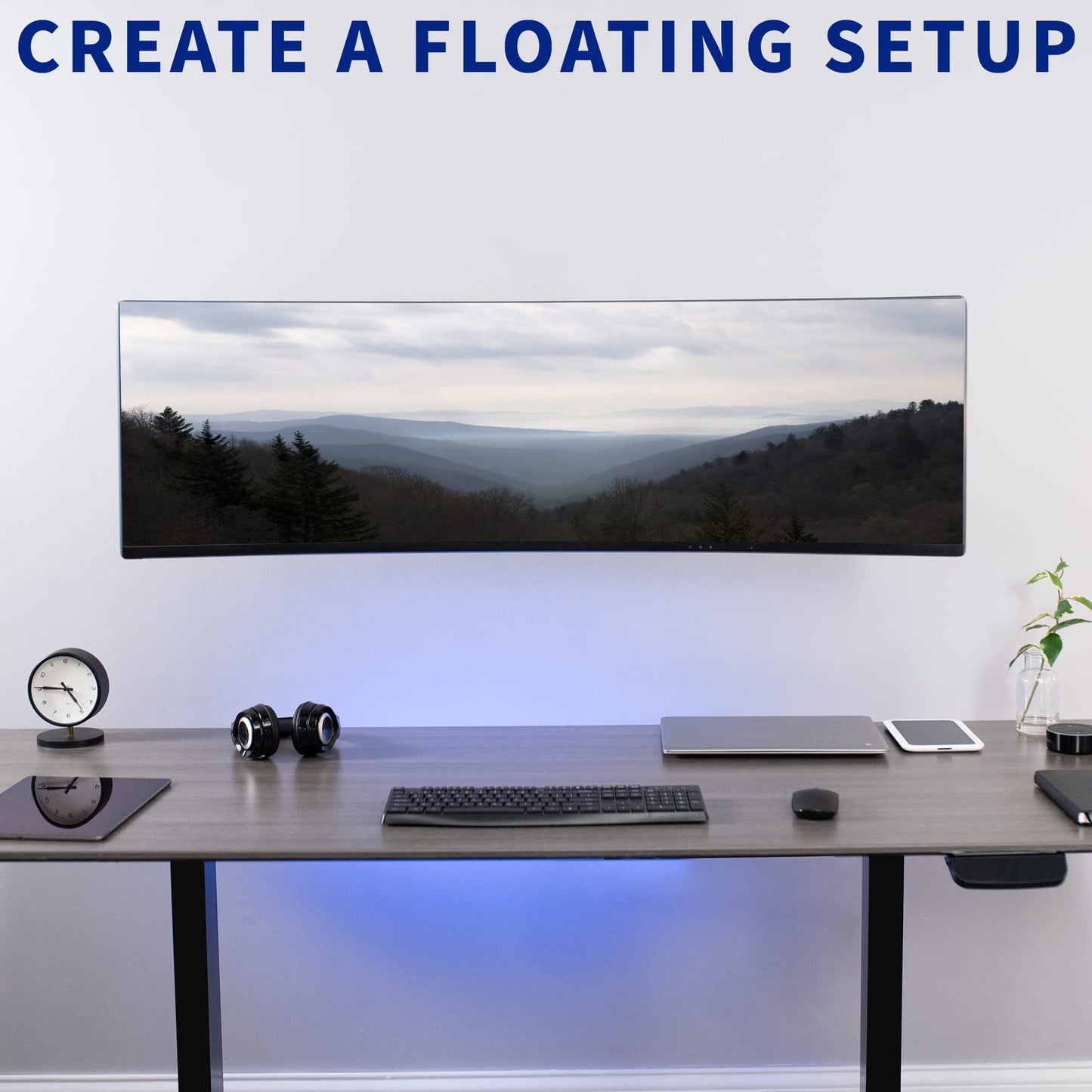 VIVO Premium Aluminum Single or Dual Monitor Pneumatic Arm Wall Mount for 2 Screens up to 27 inches or 1 Ultrawide up to 49 inches, Sliding VESA