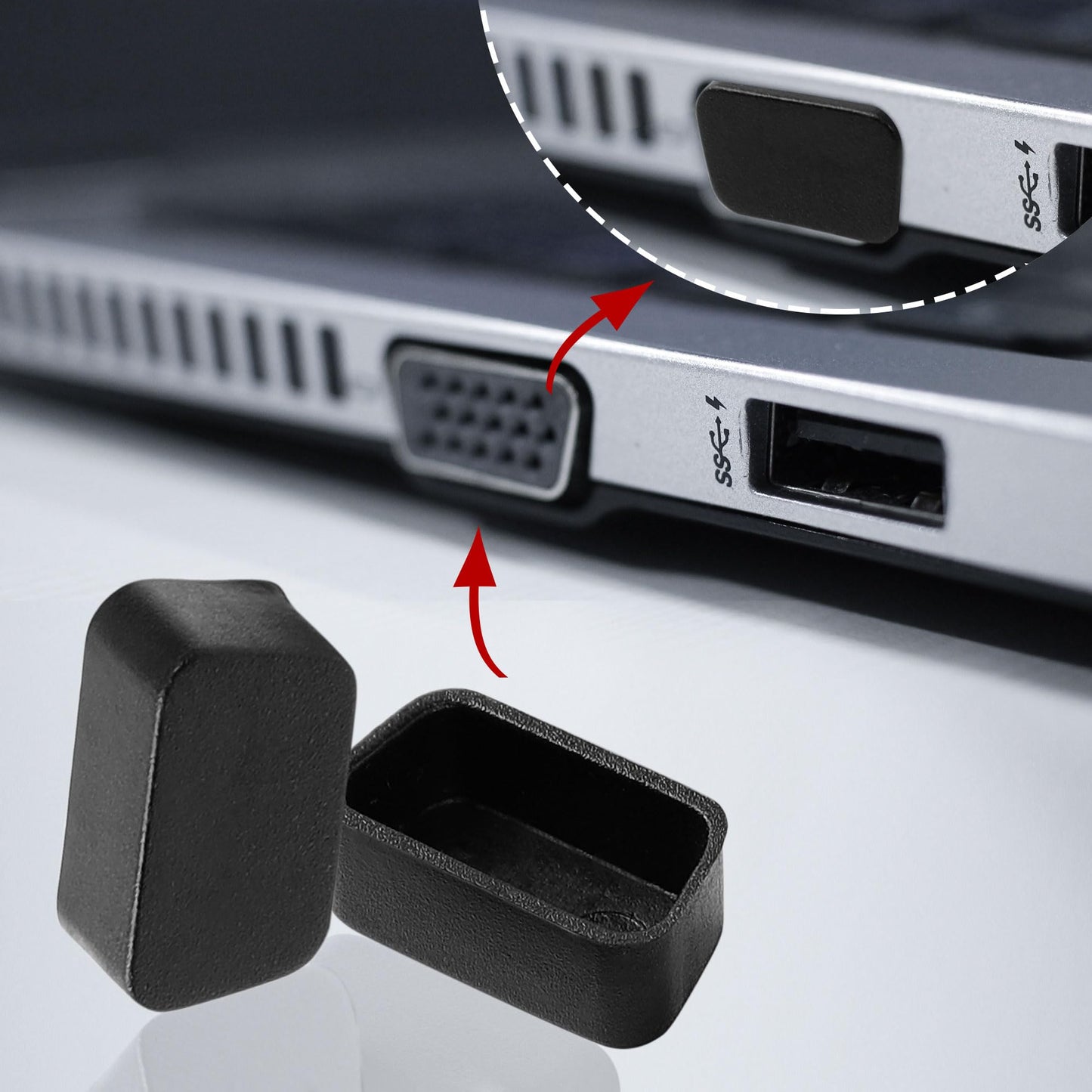 UXCELL 10Pcs Black PE VGA Port Cover, Dustproof, Easy to Use, Computer, Laptop & Notebook