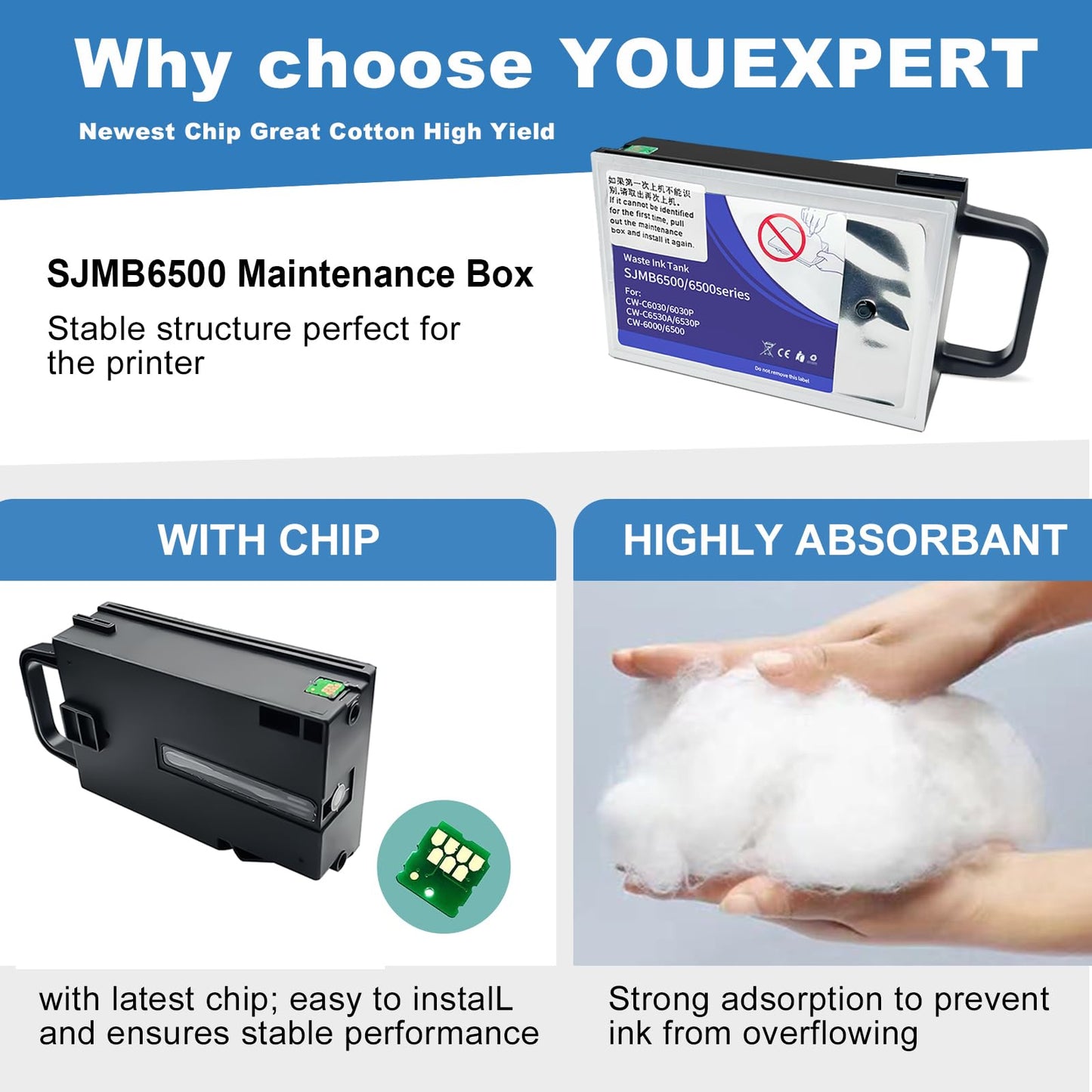 YOUEXPERT SJMB6500 Maintenance Tank Compatible with Epn ColorWorks CW-C6000A CW-C6000P CW-6030A CW-6030P CW-C6500A CW-C6500P Printers Waste Ink