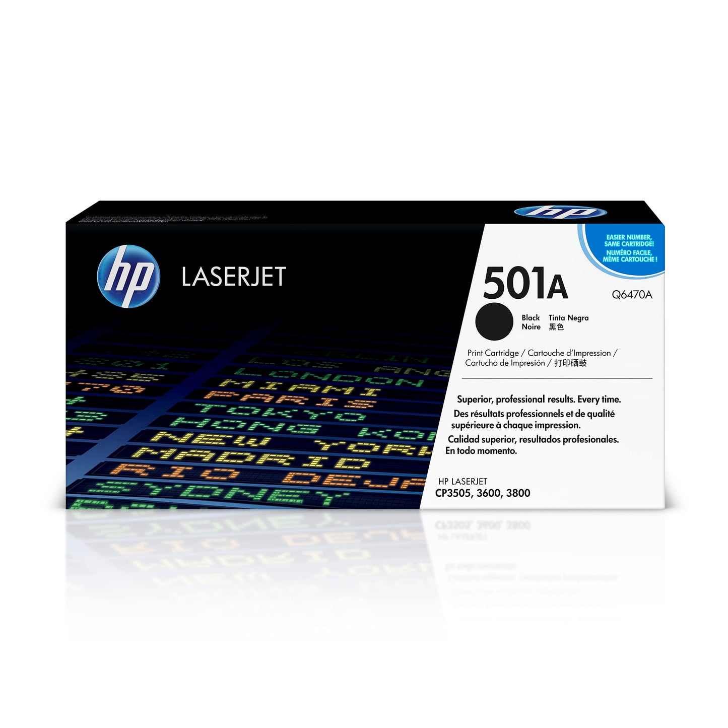 HP Original 501A Black Toner Cartridge | Works Color LaserJet 3600, 3800, CP3505 Series | Q6470A