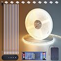 BENLUN 24V CCT COB LED Under Cabinet Strip Lighting 32.8FT, 3000K 4000K 6000K Cuttable LED Tape Light CRI 93 with Remote Controller and Power Supply