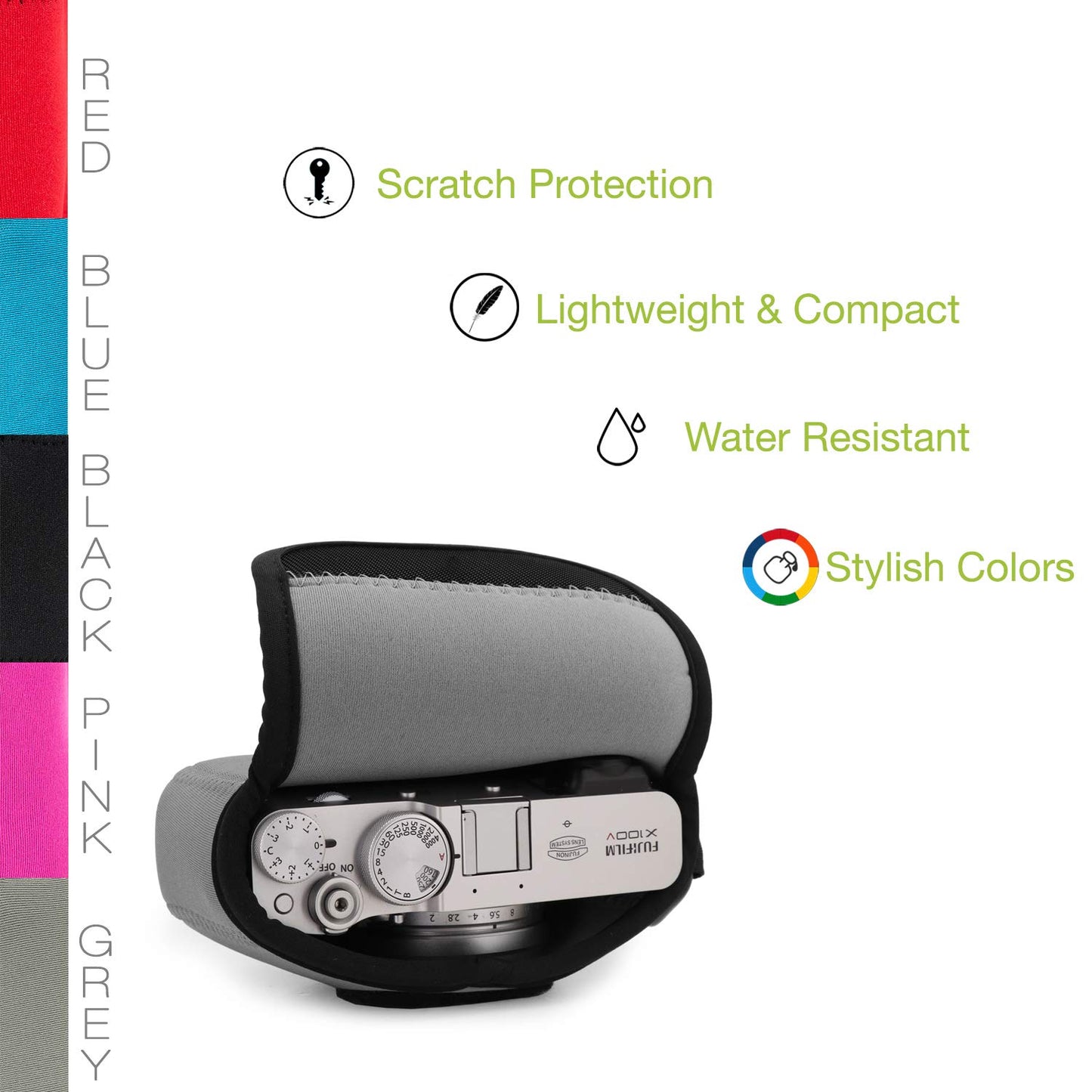 MegaGear MG1898 Ultra Light Neoprene Camera Case Compatible With Fujifilm X100V - Gray, PU Leather