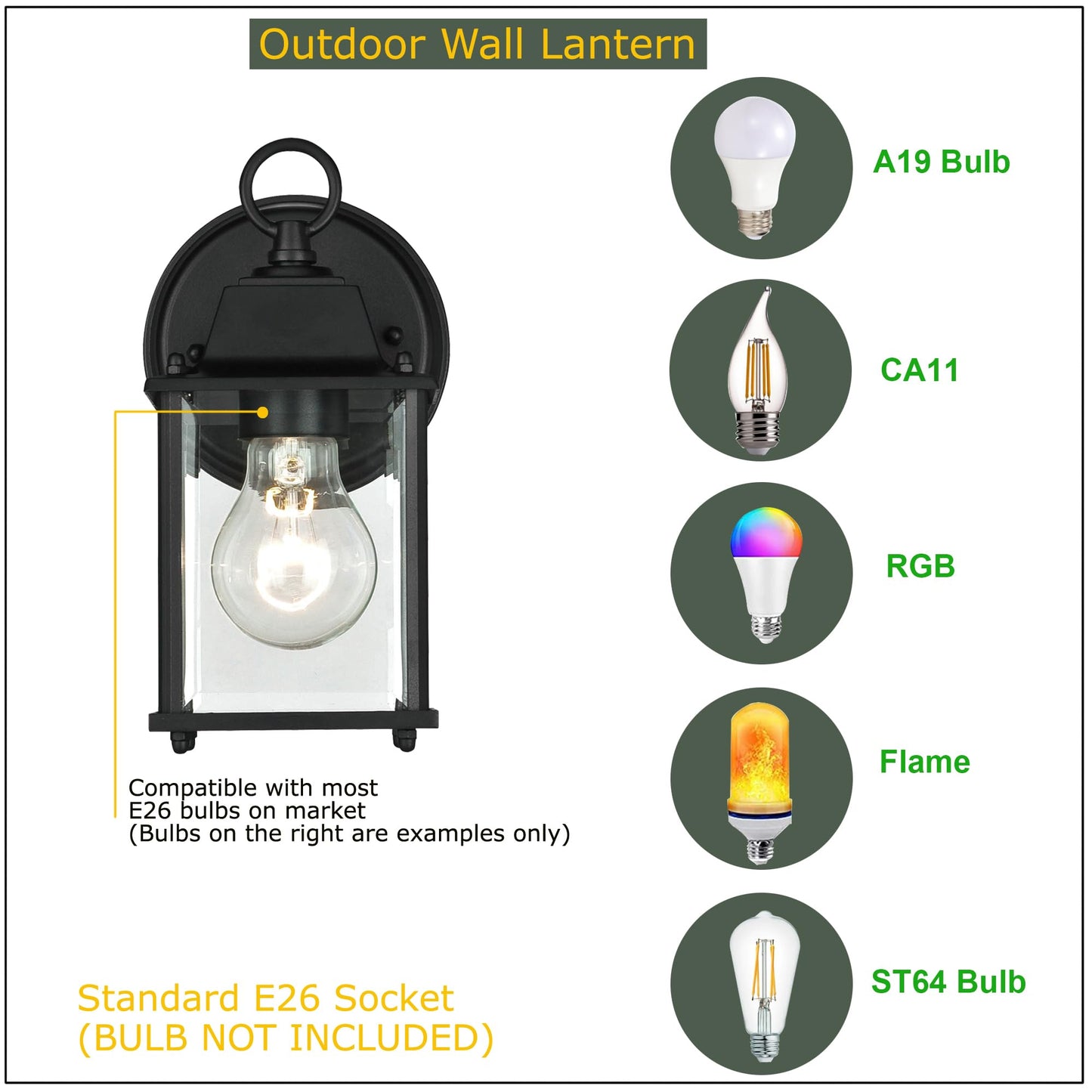 WISBEAM 2 Packs Outdoor Wall Lantern, Black Exterior Waterproof Wall Sconce for House, Aluminum Housing Plus Glass, Wet Location Rated, ETL Qualified