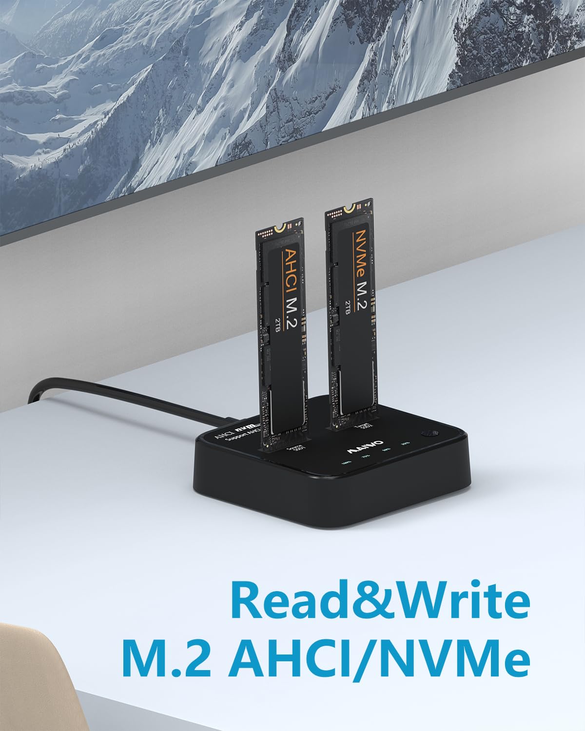 MAIWO MacBook AHCI (M Key B&M Key) SSD NVMe Duplicator, USB3.2 Type-C 20Gbps M.2 Clone Docking Station, Compatible with M.2 SSD 2230/2242/2260/2280
