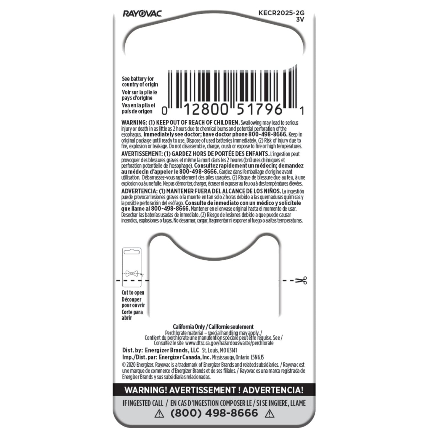 Rayovac CR2025 Battery, 3V Lithium Coin Cell CR2025 Batteries (2 Battery Count)