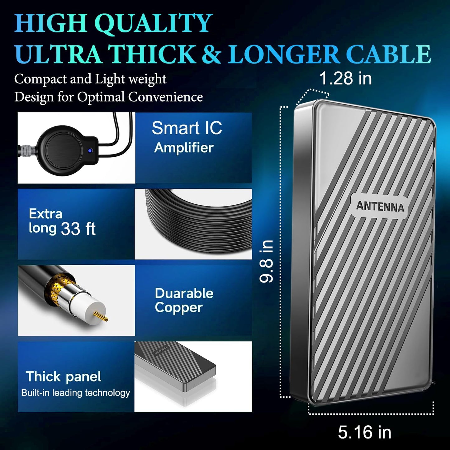2026 Strongest TV Antenna Outdoor/Indoor,4000+ Miles Long Range Digital Antenna for Smart TV 360° Reception, Best Amplified HDTV Antenna for Local