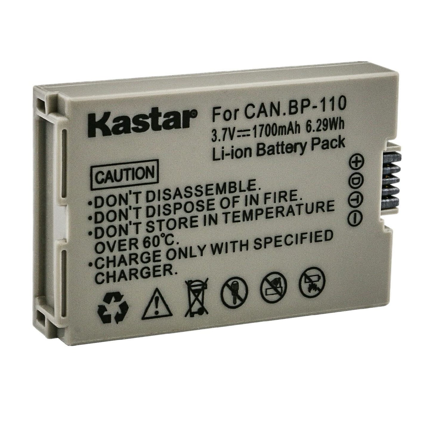 Kastar 1-Pack BP-110 Battery 3.7V 1700mAh Replacement for Canon VIXIA HF R20 HFR20, VIXIA HF R20 Red, VIXIA HF R20 Silver, VIXIA HF R200 HFR200, VIXIA