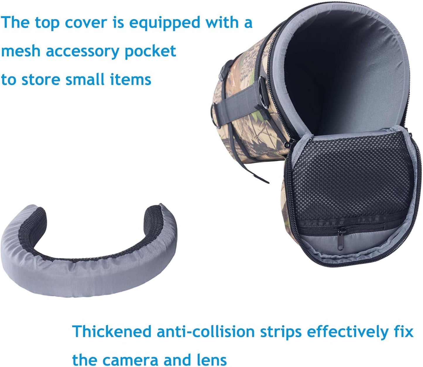 ZZQ&CCF Camera Lens Pouch Bag for Canon RF 200-800mm F6.3-9, Large Thick Lens Carry Bag, Water Resistant Protective Camera Lens Pouch