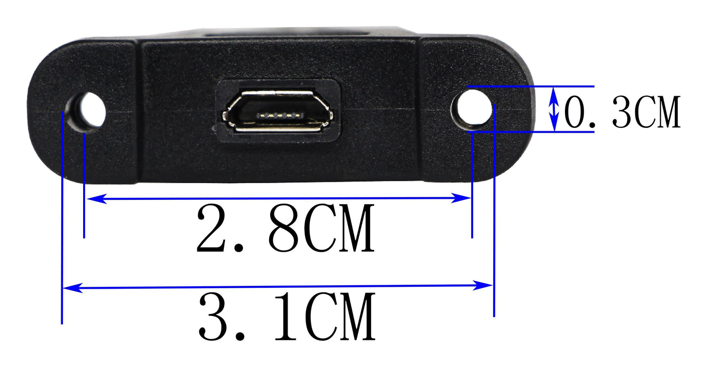 zdyCGTime 30cm Panel Mount Cable, Micro USB Male to Female, Ear Screw Install Data Extension, Sync Charging and Transferring