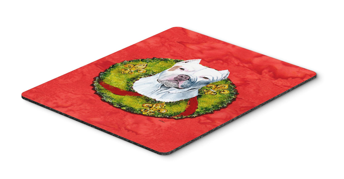 Caroline's Treasures SC9083MP Pit Bull Christmas Wreath Mouse Pad, Hot Pad or Trivet for Home Office Gaming Working Computers Laptop Mouse