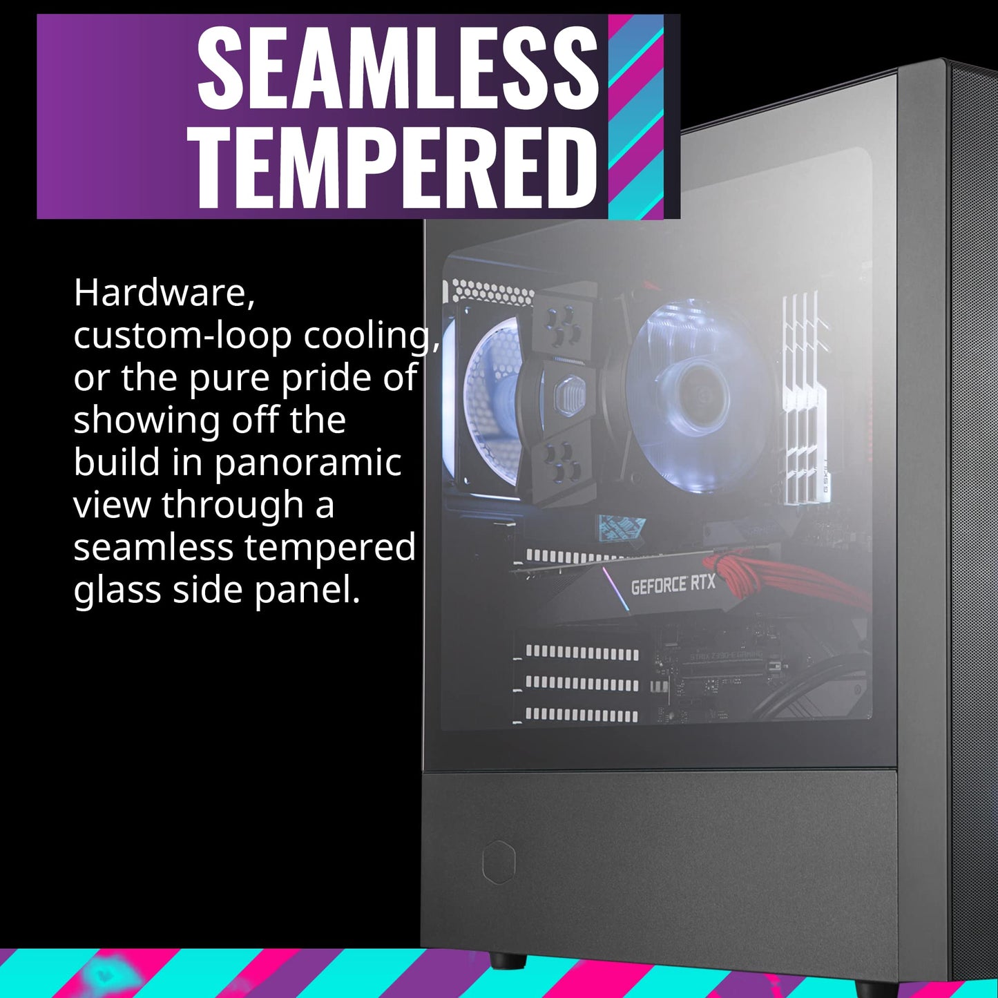 Cooler Master MasterBox NR600 ATX Mid-Tower with Front Mesh Ventilation, Minimal Design, Tempered Glass Side Panel and Single Headset Jack